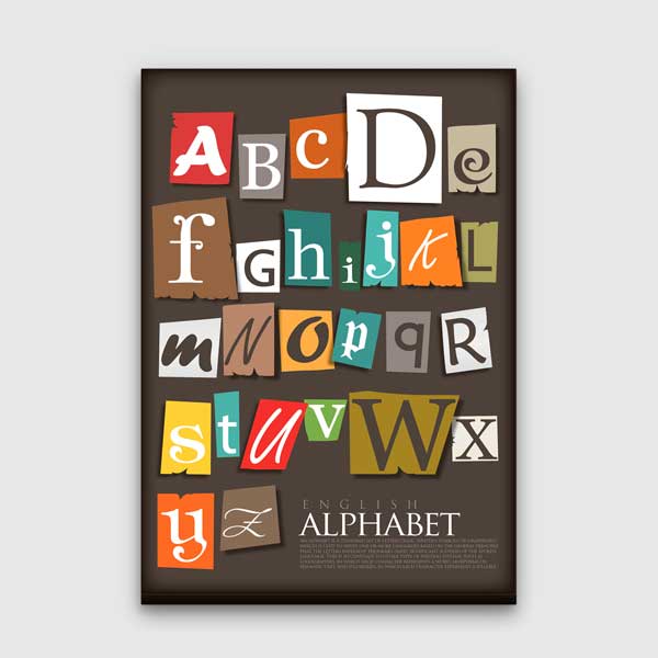 Kolaj Stil İngilizce Alfabe Poster Tablo – B-525