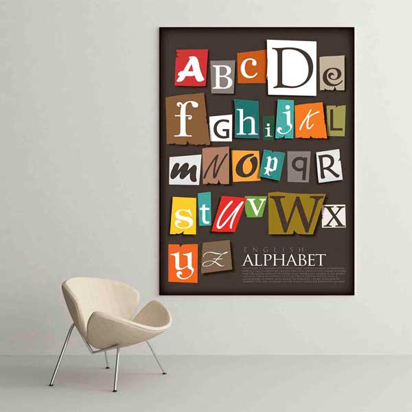 Kolaj Stil İngilizce Alfabe Poster Tablo – B-525