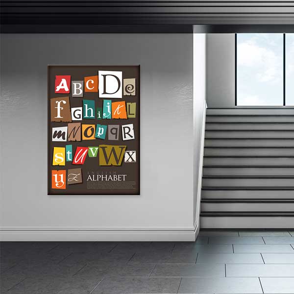 Kolaj Stil İngilizce Alfabe Poster Tablo – B-525