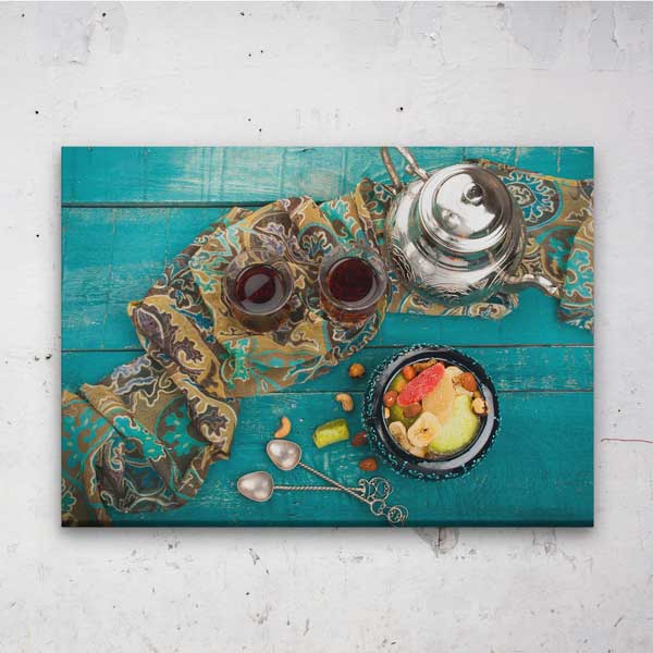 anadolu-mutfagi-tablolar-12154-06 Anadolu Mutfağı Çay ve Kuruyemiş Temalı Kanvas Duvar Tablosu – 12154