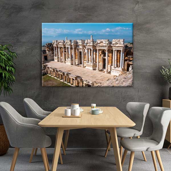 Geniş Sütunlu Antik Yapı Manzaralı Duvar Tablosu Kanvas Tablo 12003