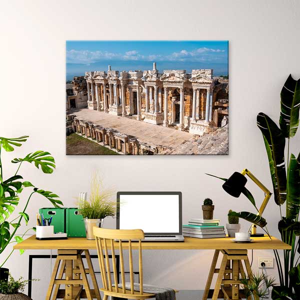 Geniş Sütunlu Antik Yapı Manzaralı Duvar Tablosu Kanvas Tablo 12003