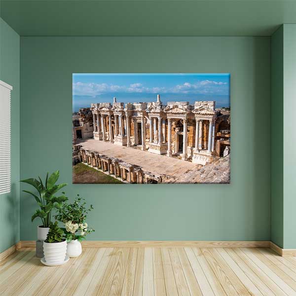 Geniş Sütunlu Antik Yapı Manzaralı Duvar Tablosu Kanvas Tablo 12003