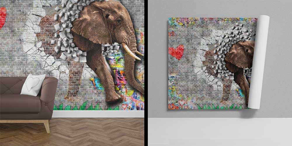 Grafiti Duvarından Çıkan Fil Duvar Kağıdı 12770