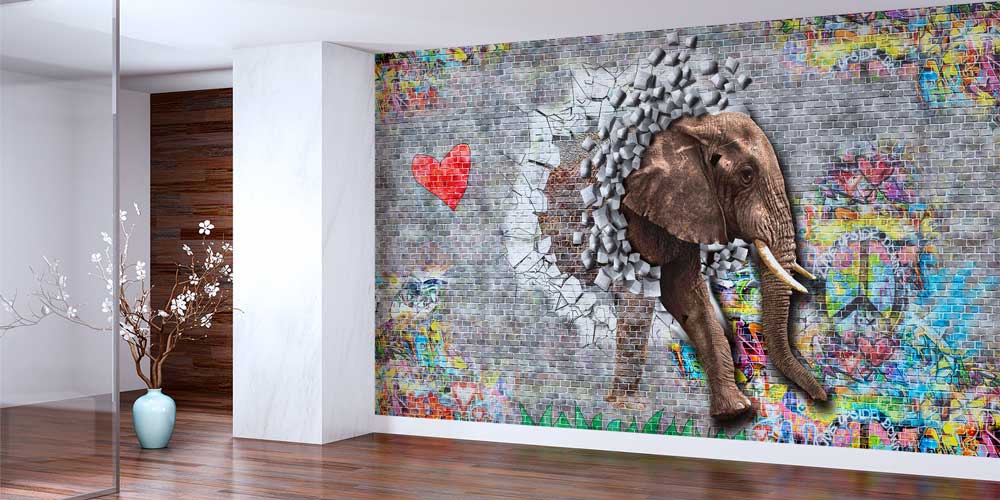 Grafiti Duvarından Çıkan Fil Duvar Kağıdı 12770