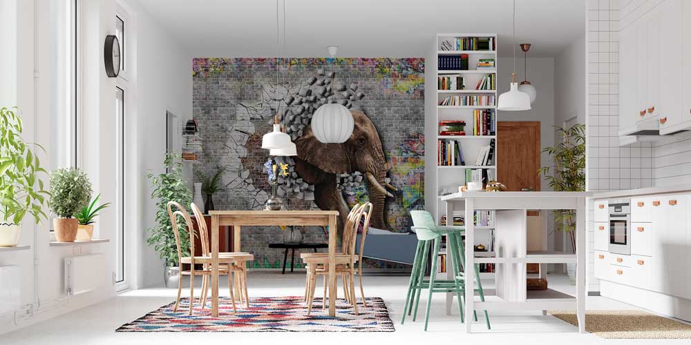 Grafiti Duvarından Çıkan Fil Duvar Kağıdı 12770