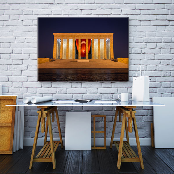 Türk Bayraklı Gece Işıklı Anıtkabir Duvar Tablosu 6197