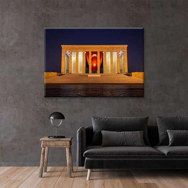 Türk Bayraklı Gece Işıklı Anıtkabir Duvar Tablosu 6197