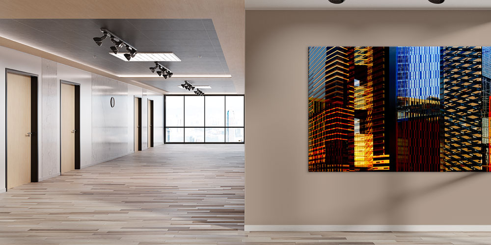 Renkli Gökdelen Cepheleri Tasarımlı Modern Büyük Ebatlı Duvar Dekoru 7899