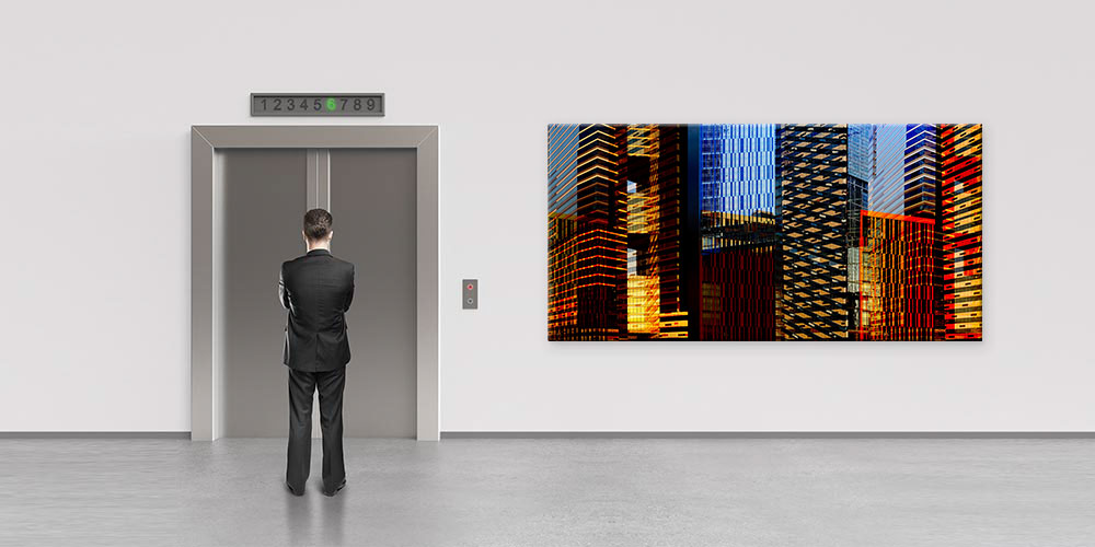 Renkli Gökdelen Cepheleri Tasarımlı Modern Büyük Ebatlı Duvar Dekoru 7899