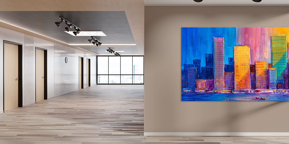 Renkli Şehir Silüeti Modern Büyük Ebatlı Duvar Dekoru 7897