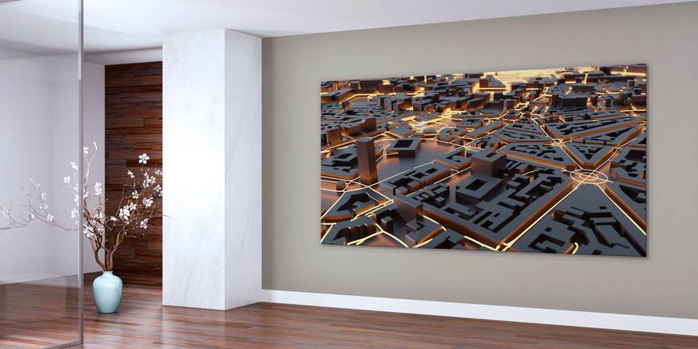 3D Şehir Haritası Tasarımlı Modern Büyük Ebatlı Duvar Dekoru 7898