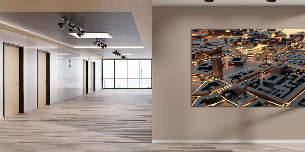 3D Şehir Haritası Tasarımlı Modern Büyük Ebatlı Duvar Dekoru 7898