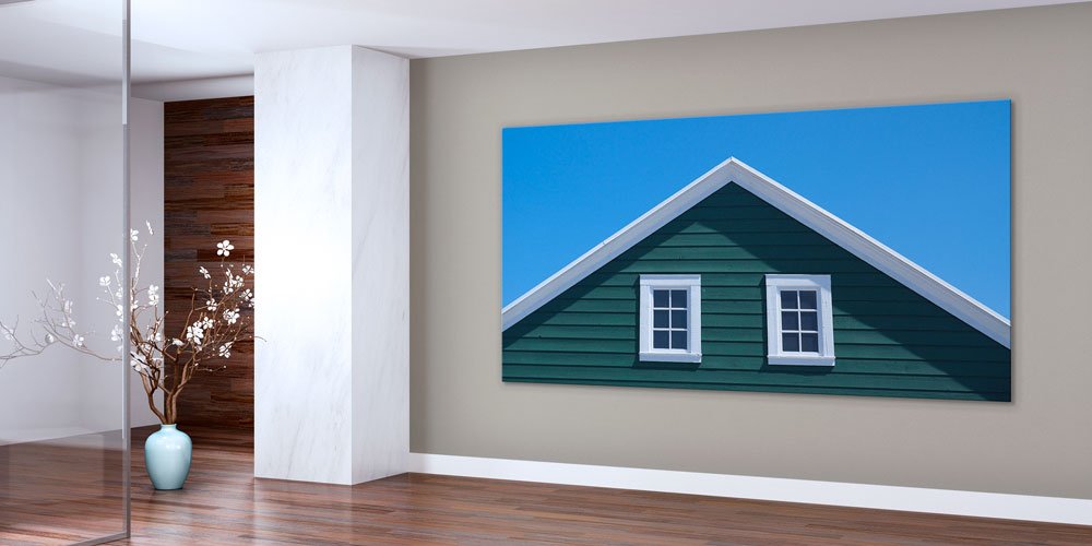 Yeşil Cephe ve Çatı Detaylı Mimari Büyük Ebatlı Duvar Dekoru 7896