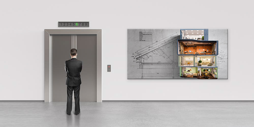 Kesit Plan ve İç Mekân Görünümlü Büyük Ebatlı Mimari Duvar Dekoru 7895