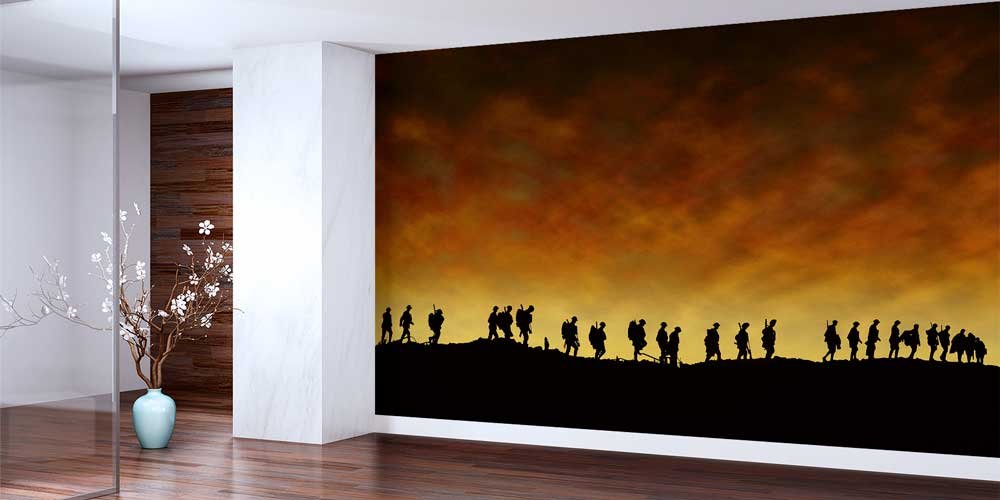 army-wall-art-decor-10964-01 Tarihi Asker Yürüyüşü Siluetleri Duvar Kağıdı 10964