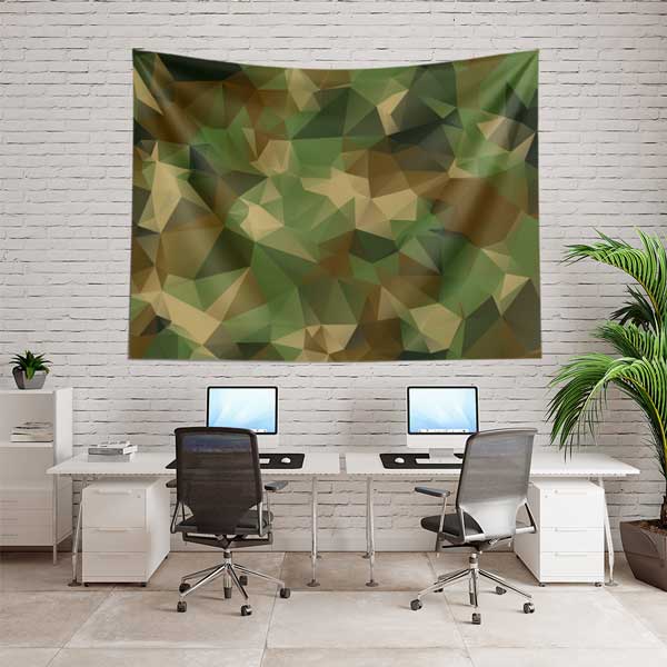 army-wall-art-decor-11104-02 Soyut Üçgenli Kamuflaj Duvar Örtüsü - Geometrik Askeri Dekor 11104