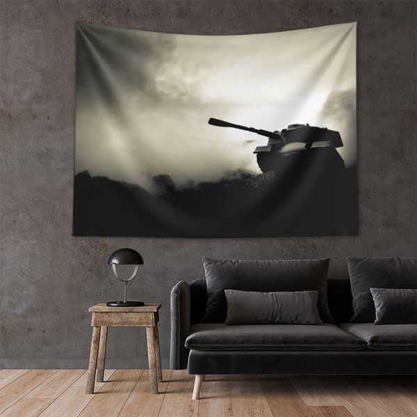 Savaş Sahnesi Askeri Tank Duvar Örtüsü 11075