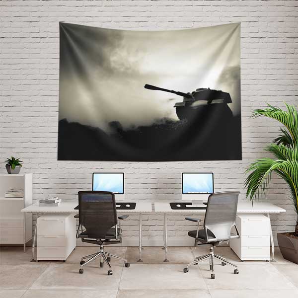 Savaş Sahnesi Askeri Tank Duvar Örtüsü 11075