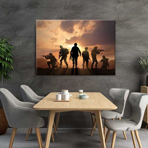 army-wall-canvas-art-11218-04 Askeri Harekat Siluetleri Kanvas Tablo – 11218