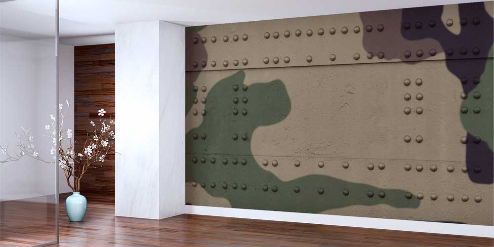 Kamuflaj Desenli Perçinli Metal Duvar Kağıdı 10969