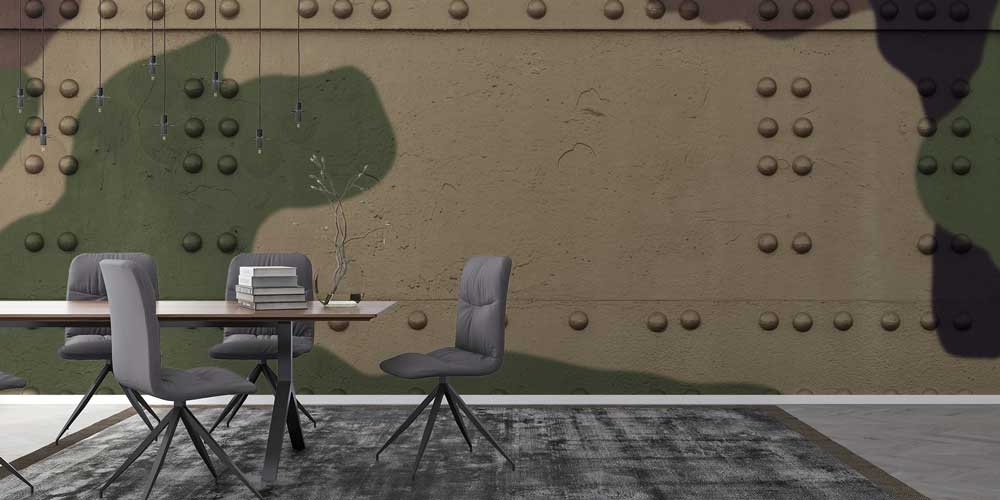 Kamuflaj Desenli Perçinli Metal Duvar Kağıdı 10969