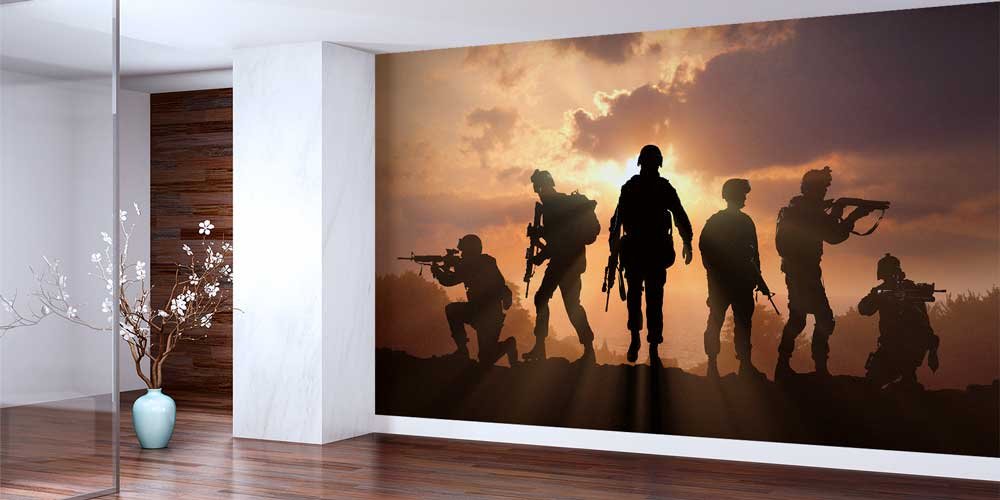 Gün Batımı Asker Silüetleri Duvar Kağıdı 10971