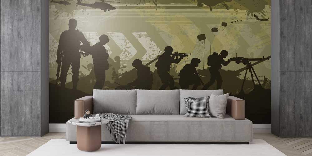 Askeri Operasyon Silüetleri Sanatsal Duvar Kağıdı 10997