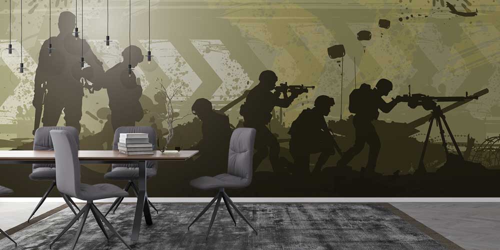 Askeri Operasyon Silüetleri Sanatsal Duvar Kağıdı 10997