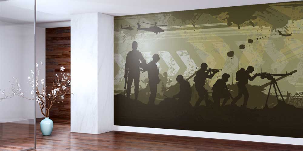 Askeri Operasyon Silüetleri Sanatsal Duvar Kağıdı 10997