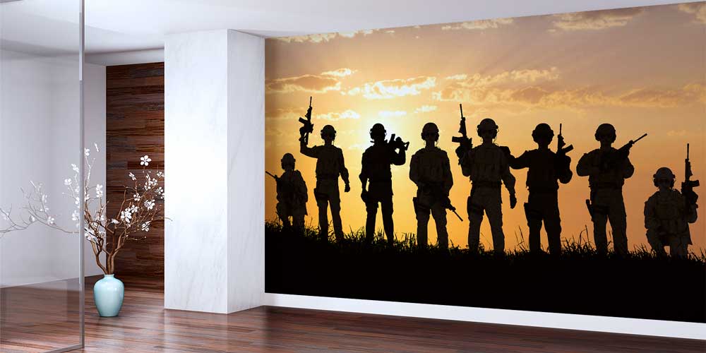 Gün Batımında Asker Siluetleri Duvar Kağıdı 10963