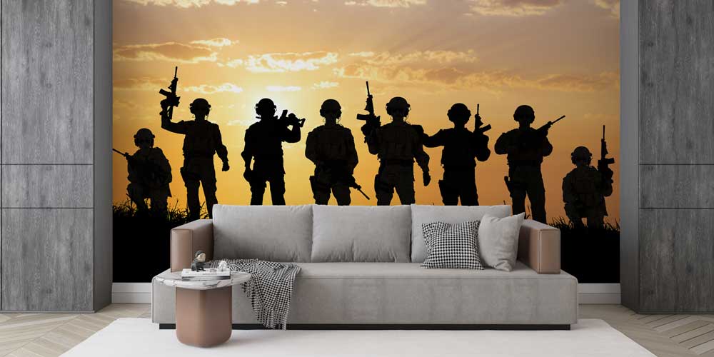 Gün Batımında Asker Siluetleri Duvar Kağıdı 10963