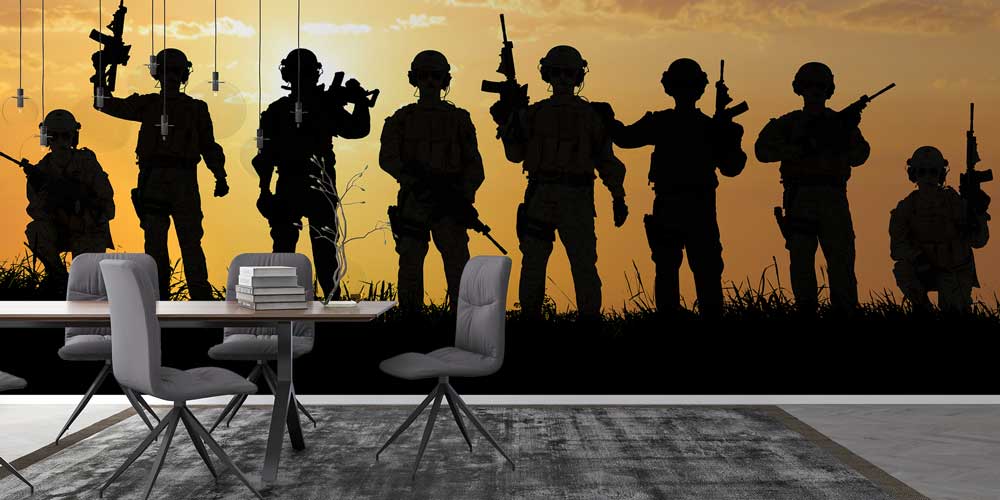Gün Batımında Asker Siluetleri Duvar Kağıdı 10963