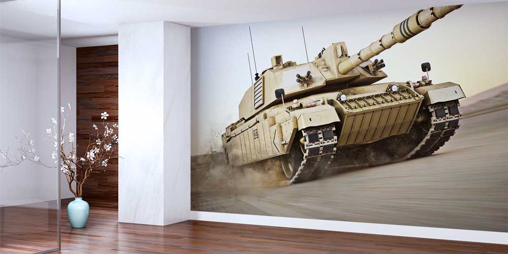 Gerçekçi Çöl Tankı Desenli Duvar Kağıdı 10970