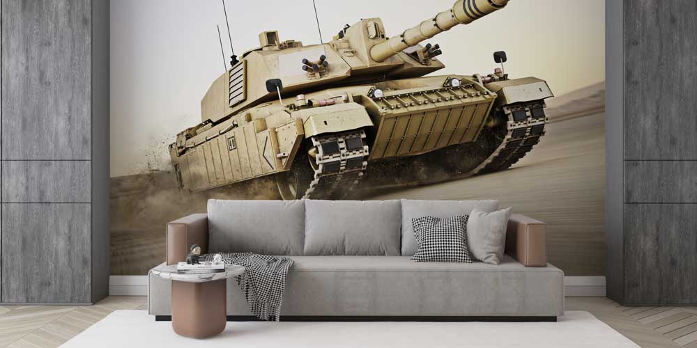 Gerçekçi Çöl Tankı Desenli Duvar Kağıdı 10970