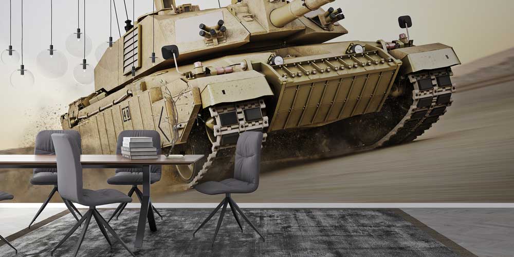 Gerçekçi Çöl Tankı Desenli Duvar Kağıdı 10970