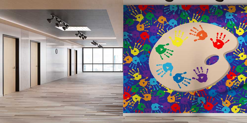 Renkli El İzi ve Palet Sanat Duvar Kağıdı 1061