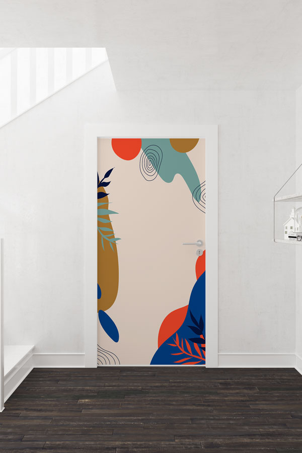 Modern Minimal Bitki Desenli Kapı Giydirme Tasarımı 9239