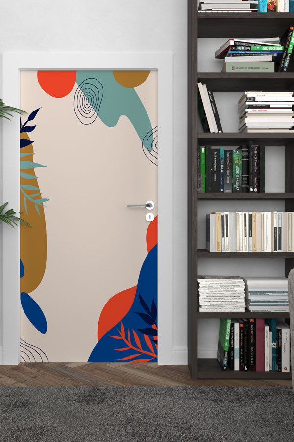 Modern Minimal Bitki Desenli Kapı Giydirme Tasarımı 9239