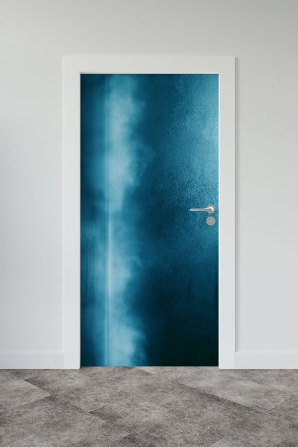 Turkuaz Sis Efektli Soyut Kapı Giydirme Tasarımı 9248