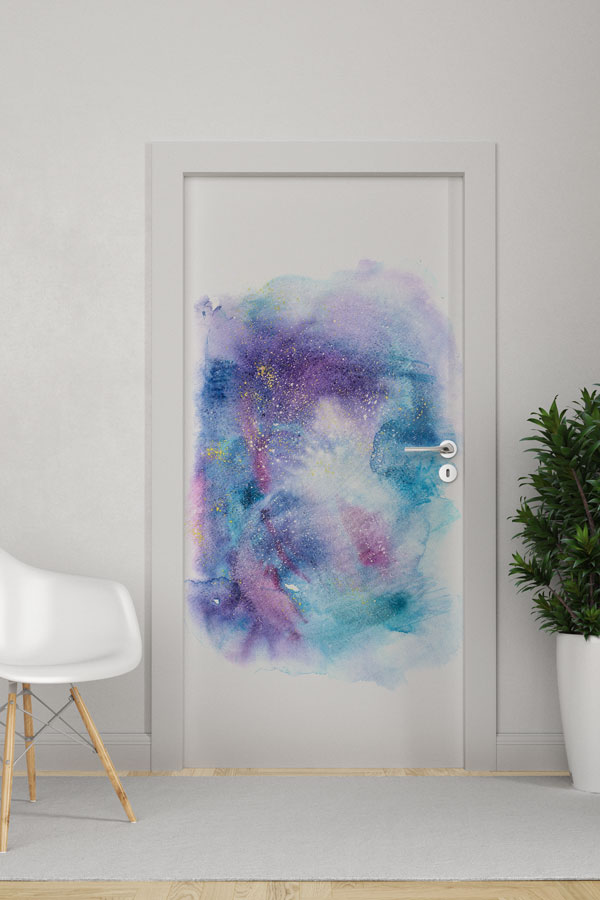 Galaksi Efektli Soyut Kapı Giydirme Tasarımı 9252