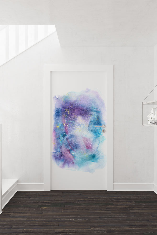 Galaksi Efektli Soyut Kapı Giydirme Tasarımı 9252