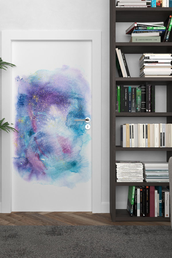 Galaksi Efektli Soyut Kapı Giydirme Tasarımı 9252