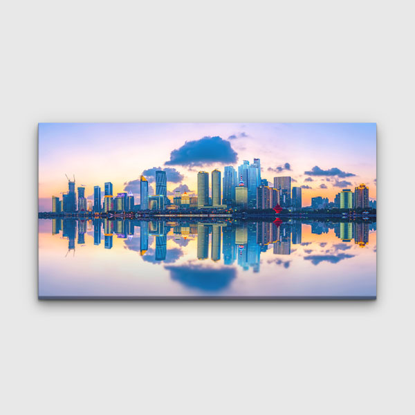 Modern Şehir Silüeti ve Gökyüzü Yansıması Kanvas Tablo – 13665