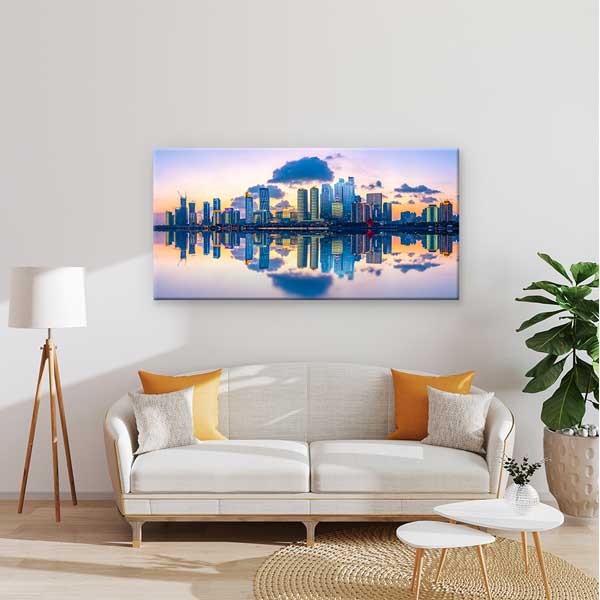 Modern Şehir Silüeti ve Gökyüzü Yansıması Kanvas Tablo – 13665