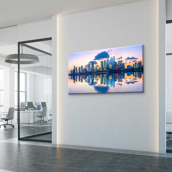 Modern Şehir Silüeti ve Gökyüzü Yansıması Kanvas Tablo – 13665