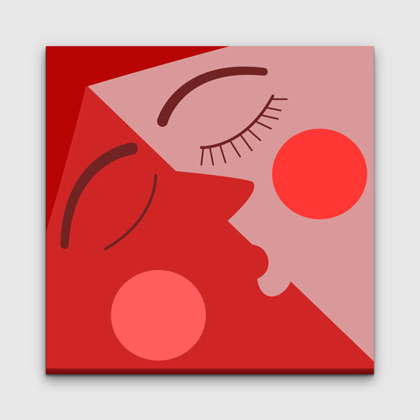 Minimal Kırmızı Aşk Yüzleri Kanvas Tablo 4467