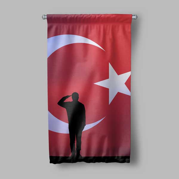 Asker Duvar Flaması | Türk Bayrağı ve Selam Duran Asker 11159