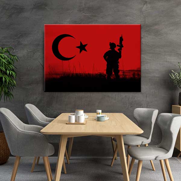 Gün Batımında Türk Askeri Silüeti Kanvas Tablo – 11235