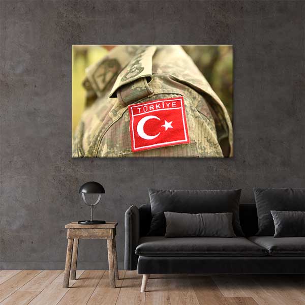 Türk Askeri Kamuflajı ve Bayrak Yaması Kanvas Tablo – 11244